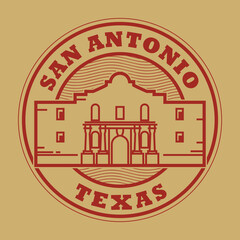 Stamp or label with words San Antonio, Texas - 412464794