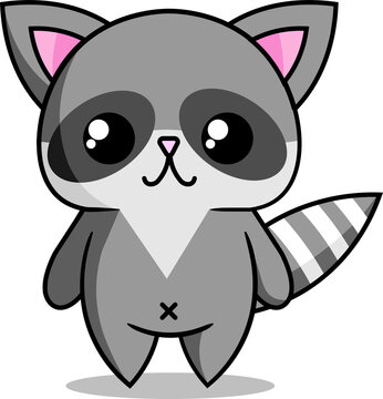 Cute raccoon.  Vector illustration