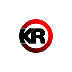 Letter KR circle logo design vector