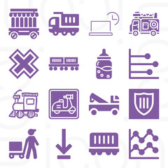 16 pack of freight  filled web icons set