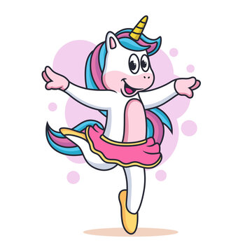 Funny Unicorn Cartoon are dancing with funny expression