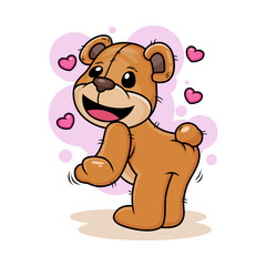 Cute Bear with Love Cartoon Vector Icon Illustration. Animal Icon Concept Isolated on White Background