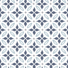 Hand drawn blue Moroccan seamless pattern for Ramadan Kareem greeting cards, islamic backgrounds, fabric, web banners. Portuguese azulejos tile design. Decorative vector illustrations.