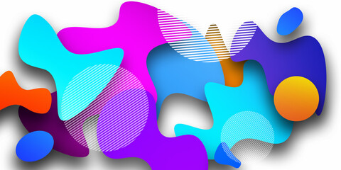 
Horizontal plastic colorful shapes. Paper layers. Liquid, flow, fluid design. Modern background