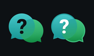 Set of question icon. Two chat speech message bubbles with question marks. FAQ or forum icon. Communication concept. Illustration vector