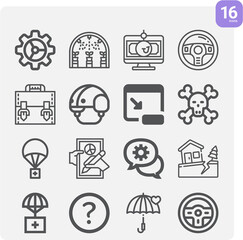 Simple set of risk related lineal icons.