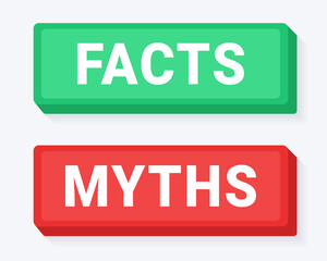 Facts myths sign. True or false facts. Concept of thorough fact-checking or easy compare evidence. Illustration vector