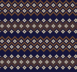 Brown Christmas Fair Isle Seamless Pattern Background