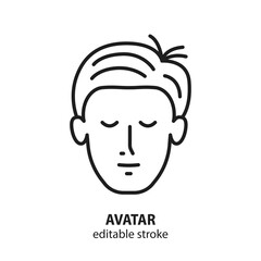 Man face line icon. Head of man. Editable stroke.