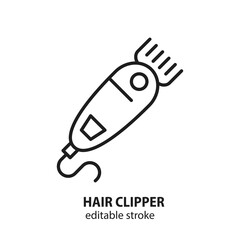 Electrical hair clipper line icon. Equipment for hair salon and home. Barbershop device. Editable stroke.