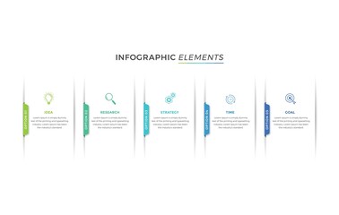 Business Infographic Thin line design with numbers 4 options or steps