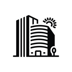 Black solid icon for company
