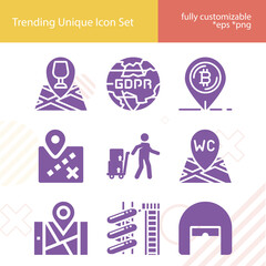 Simple set of ocean related filled icons.