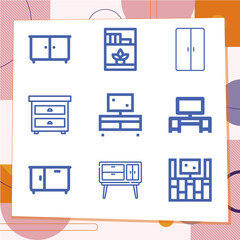 Simple set of 9 icons related to medicine chest