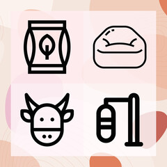 Simple set of cow related lineal icons