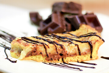 delicious homemade cake with pears and chocolate