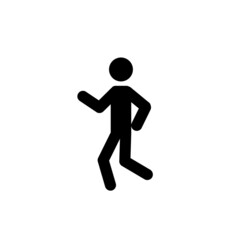 Fototapeta na wymiar Stick man icon figure sketch, silhouette of a moving person isolated on a white background