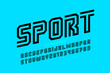 Sport style font design, alphabet letters and numbers