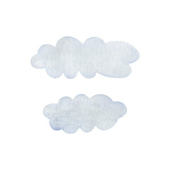 Watercolor clouds isolated on white background.