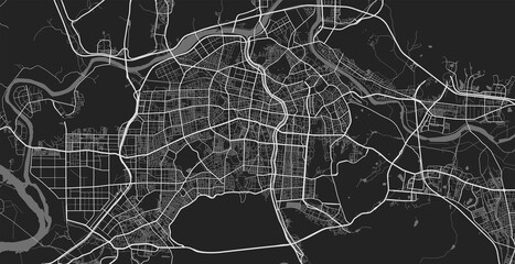 Urban city map of Daegu. Vector poster. Grayscale street map.