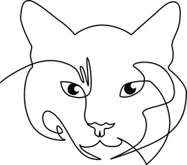 One line design silhouette of wild cat.hand drawn minimalism style.vector illustration