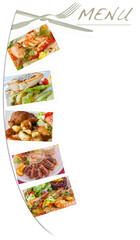 Fond menu de restauration avec photos de plats cuisinés 