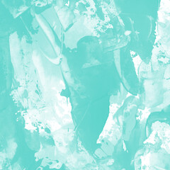 Modern contemporary acrylic background. Aqua texture made with a palette knife. Abstract painting on paper. Mess on the canvas.