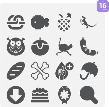 Simple set of eat related filled icons.