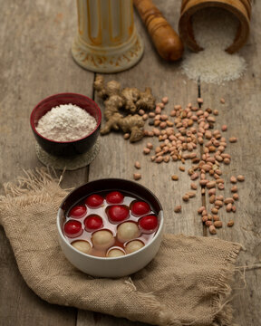 Indonesian Bola ronde surrounded by ingredients
