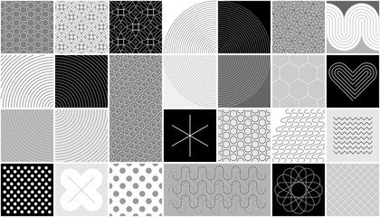 Abstract monochrome geometric seamless pattern. Grey, black and white vector background.