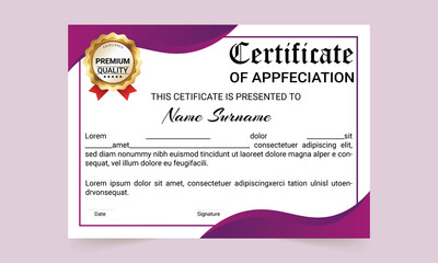 Diploma of modern design. Certificate of achievement template. Certificate template. Vector illustration.