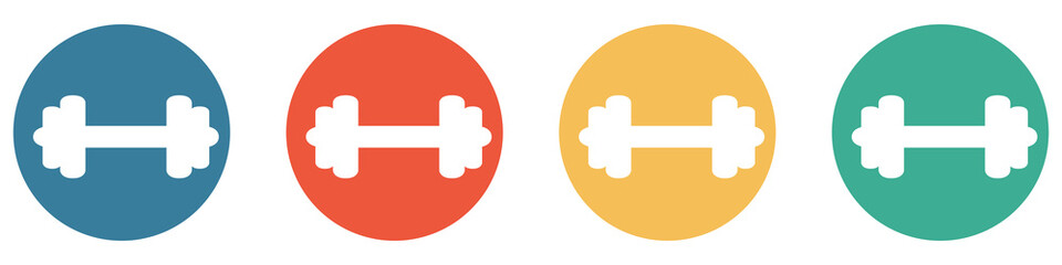 Obraz premium Bunter Banner mit 4 Buttons: Hantel oder Gewicht