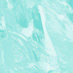 Modern contemporary acrylic background. Aqua texture made with a palette knife. Abstract painting on paper. Mess on the canvas.