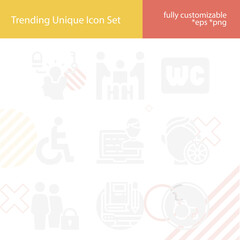 Simple set of disability related filled icons.