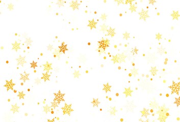 Light Orange vector background with beautiful snowflakes.
