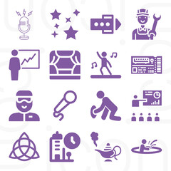 16 pack of performance  filled web icons set