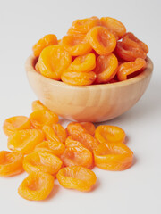 Dried apricots isolated on white background with clipping path and full depth of field.