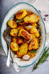 Roasted potatoes.style rustic.selective focus