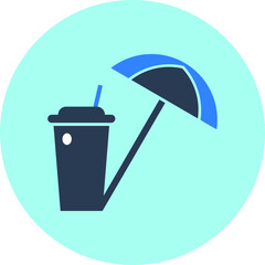 Sea beach icon. juice in sea beach with chair icon. 
