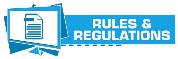 Rules And Regulations Blue Squares Triangles Text Horizontal 