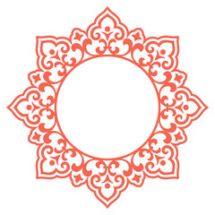 Decorative frame Elegant vector element for design in Eastern style, place for text. Floral pink border. Lace illustration for invitations and greeting cards