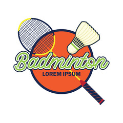 badminton icon with text space for your slogan tag line, vector illustration