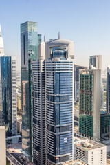 Fototapeta na wymiar DUBAI, UAE - December, 2020: Dubai skyline with beautiful city close to it's busiest highway on traffic