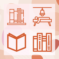 Simple set of librarian related lineal icons