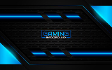 Abstract futuristic geometric black and blue gaming background with modern esport shapes. Vector design template technology concept can use element game banner, sport poster, cyber wallpaper, web