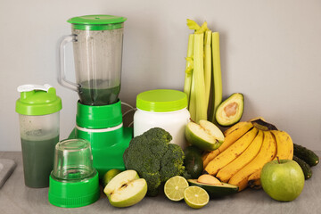 Blender and ingredients for healthy smoothie
