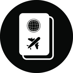Passport Icon. Visa for traveling icon in vector illustration with two color, black shape, circle color shape and gradient.