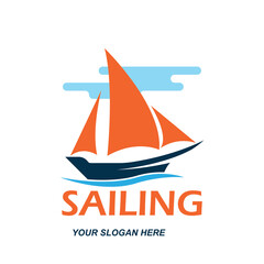 sailing logo with text space for your slogan tag line, vector illustration