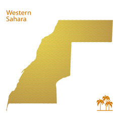 Simple outline map of wesretn sahara with National Symbols