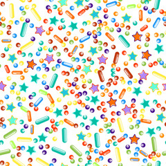 Sprinkles grainy. Seamless Pattern. Cupcake donuts